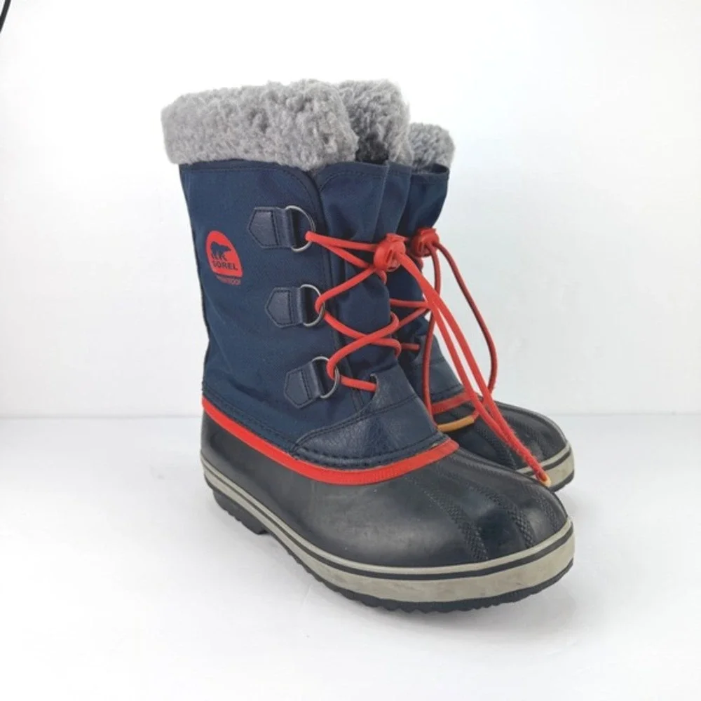Sorel Yoot Pac 2 Size 5 Waterproof Navy Blue‎ Red Kids Snow Winter Boots Outdoor